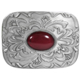 Red Stone with Western Scroll Rhinestone Belt Buckle
